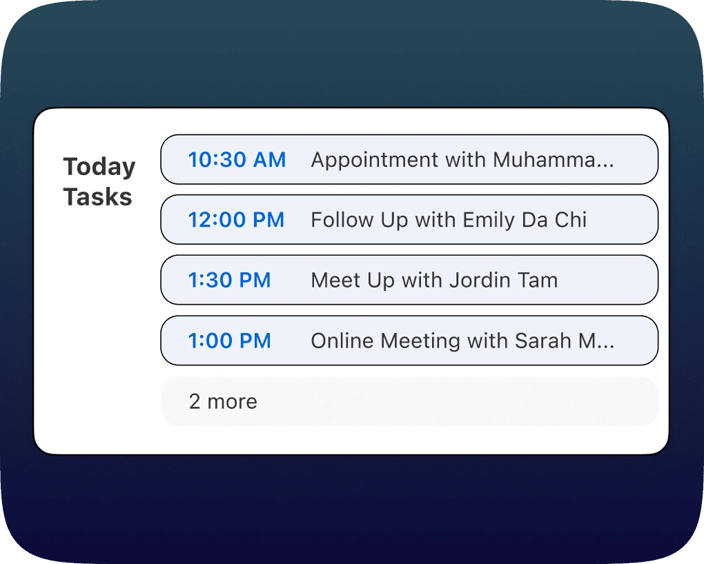 Salesperson's personal task list in Leaf CRM's To-Do List.