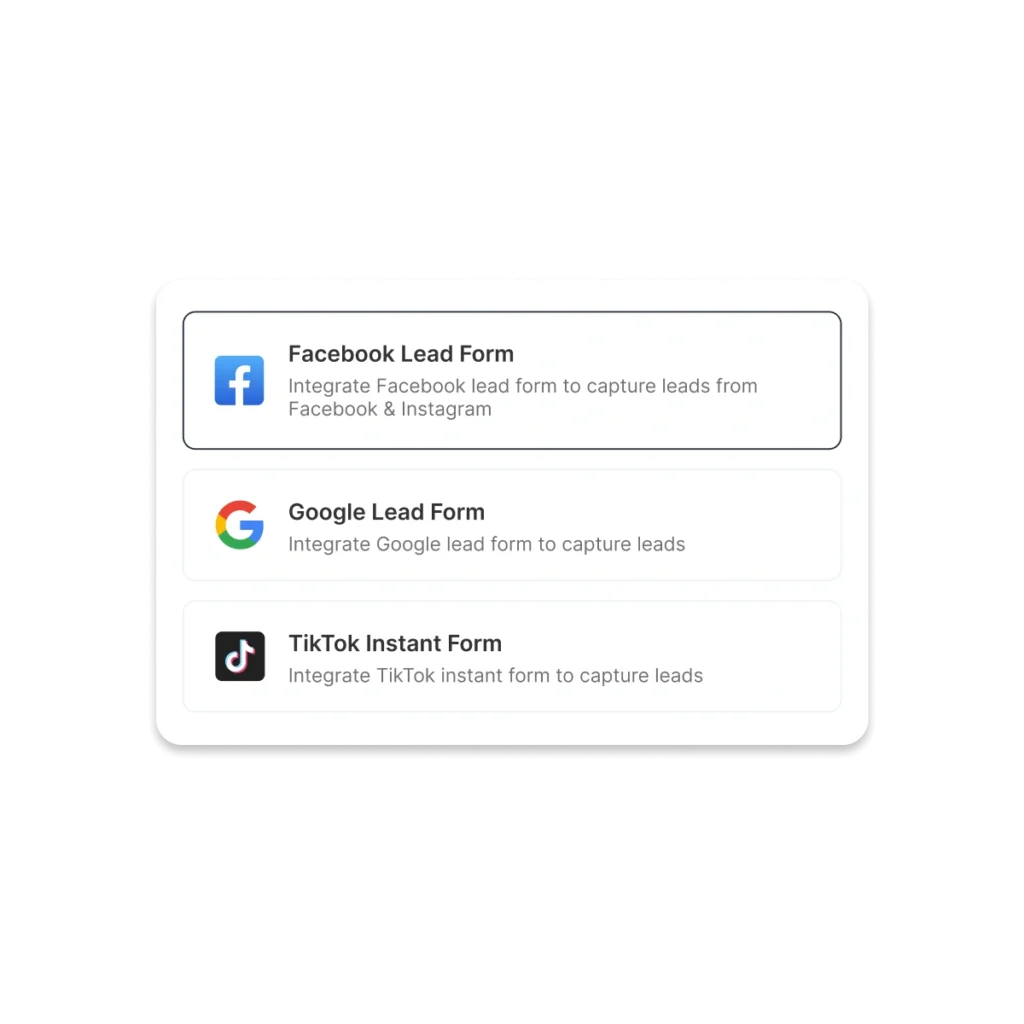 Multichannel lead source integration that can be found in Leaf CRM to collect leads.
