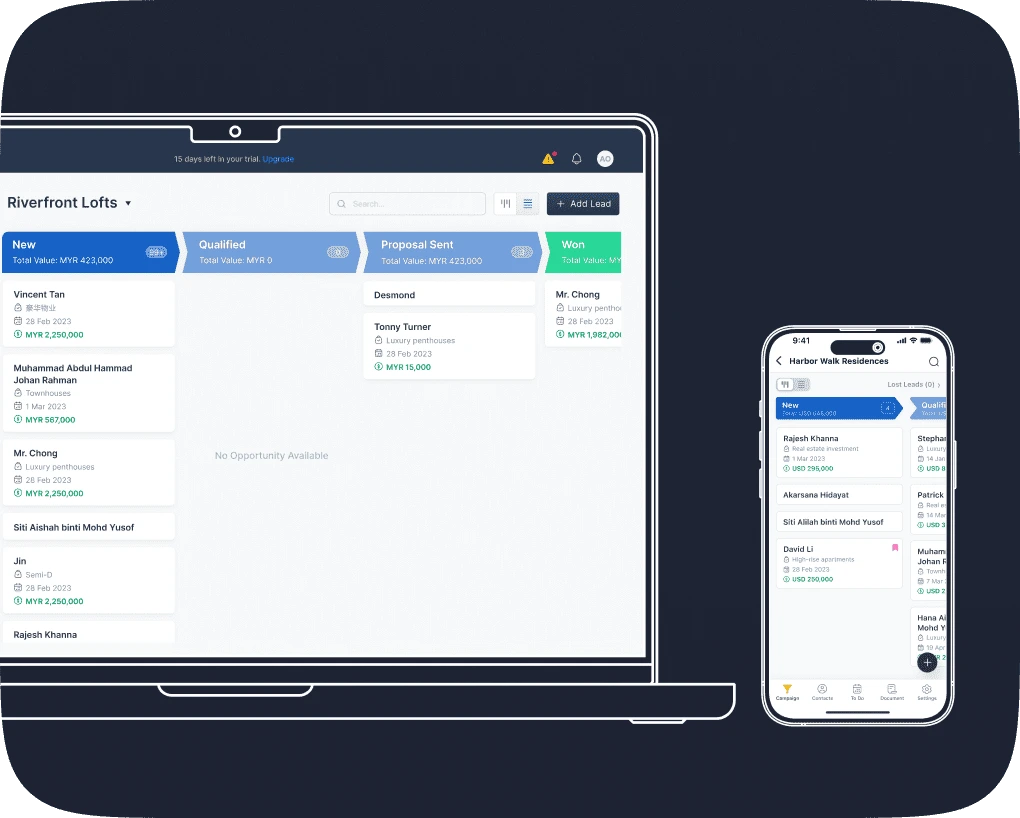 Leaf CRM users can stay connected with their leads via mobile and web app.