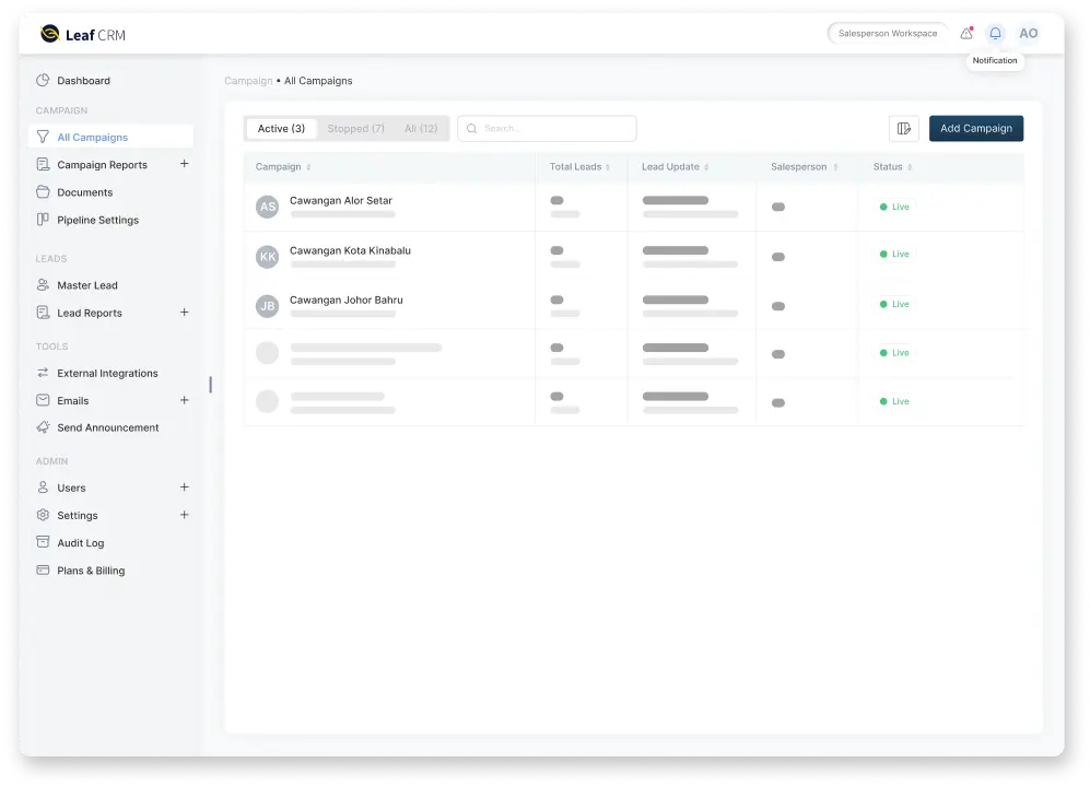 University Malaya-Wales capture leads from multiple source via Leaf CRM.