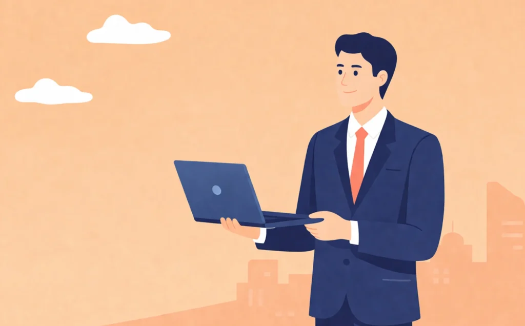 A man hlding a laptop symbolising he is searching about what is digital marketing in modern day business.