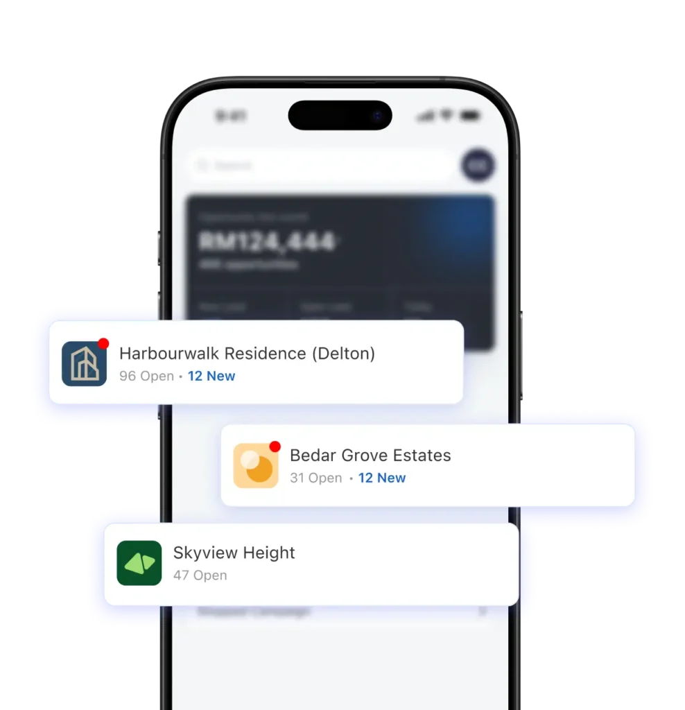 An image of Leaf CRM app on a mobile showcasing the campaigns assigned to a salesperson.