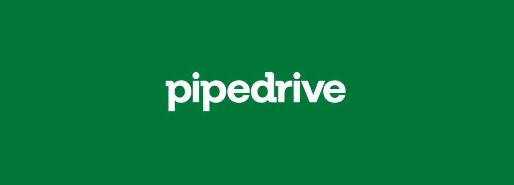 Pipedrive logo on a dark green background.