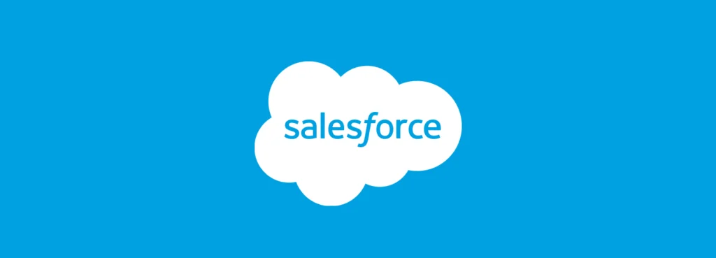 Salesforce logo on a blue background image.