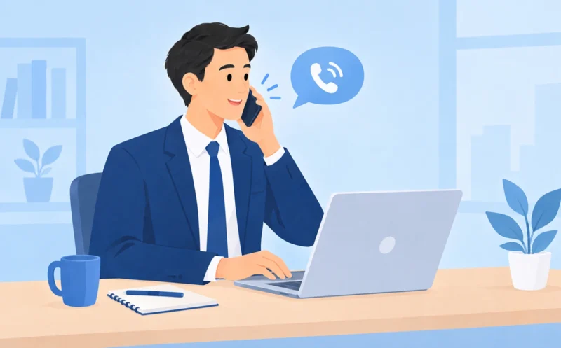 A guy on a call with his lead as he refers to his CRM on the laptop.