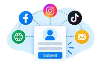 A lead form that carries a lead detail from sources such as website, Facebook, Instagram, TikTok, and email.