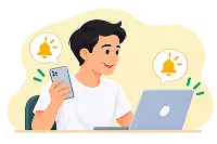 A salesperson receive the lead and is notified via CRM's web app or mobile app.
